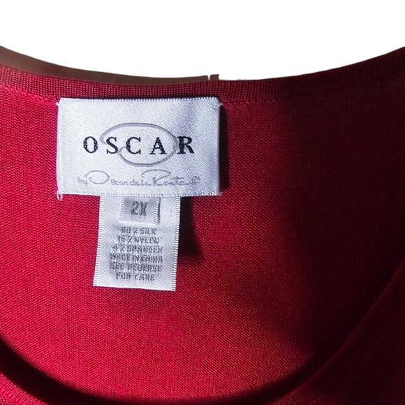OSCAR women's red long-sleeved scoop neck sweater size 2X - Picture 2 of 6